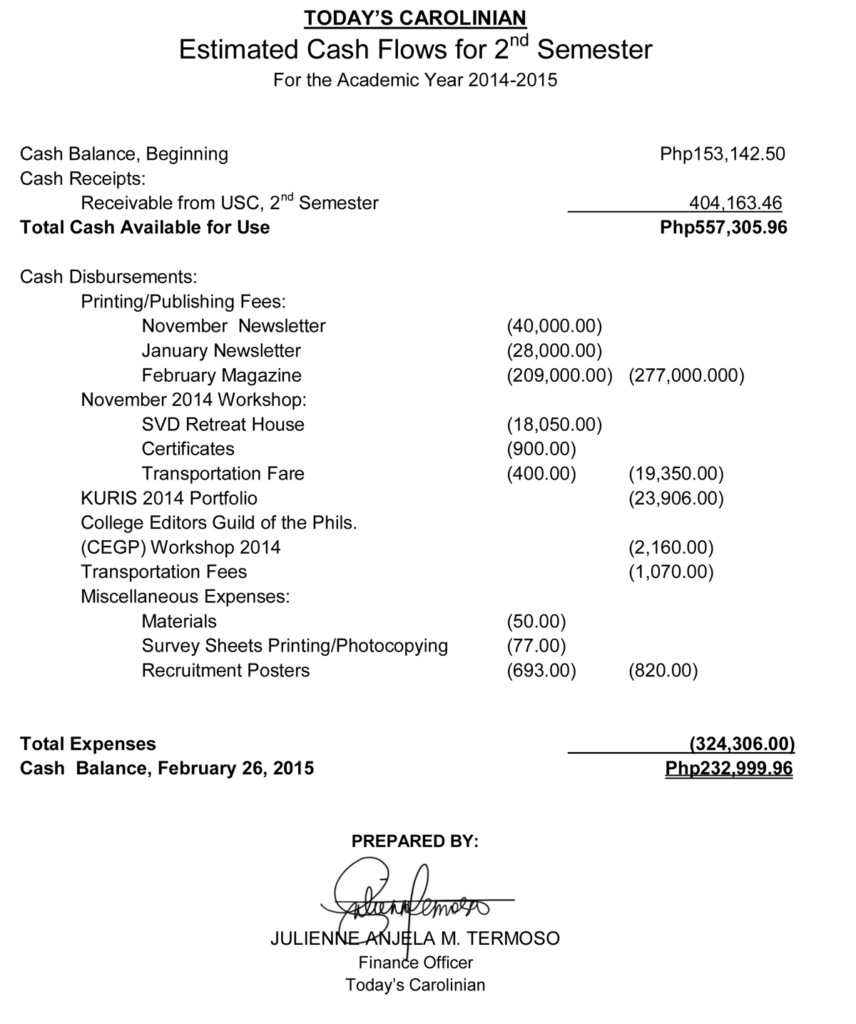 Feb _15 Statement of Cash Flows